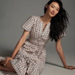 The Somerset Maxi Dress. Anthropologie. White and brown pattern.